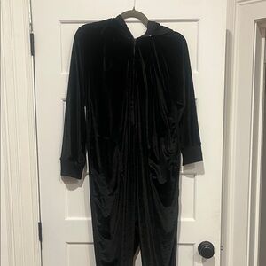 DKNY Black Velvet Hooded Onesie/ Jumpsuit